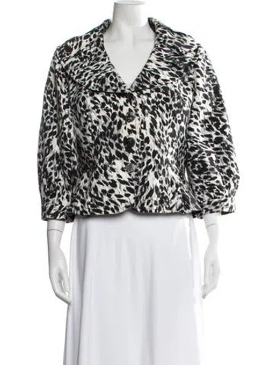 Pre-owned St John Animal Print Blazer In Black