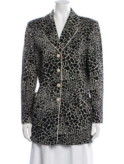 Pre-owned St John Animal Print Blazer In Black