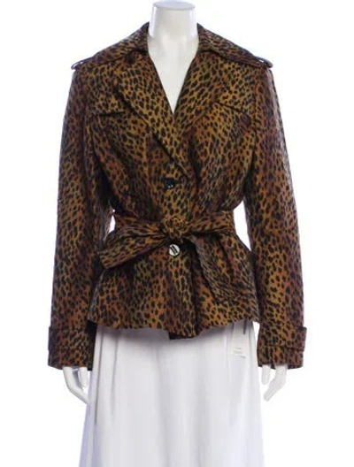 Pre-owned St John Animal Print Blazer In Brown