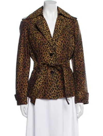 Pre-owned St John Animal Print Blazer In Brown
