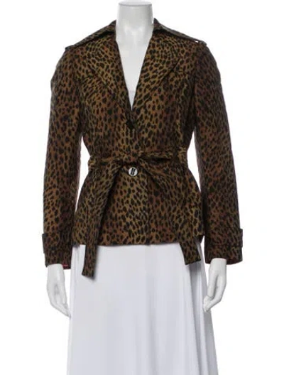 Pre-owned St John Animal Print Blazer In Brown