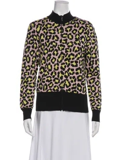 Pre-owned St John Animal Print Bomber Jacket In Brown