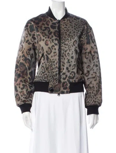Pre-owned St John Animal Print Bomber Jacket In Multi
