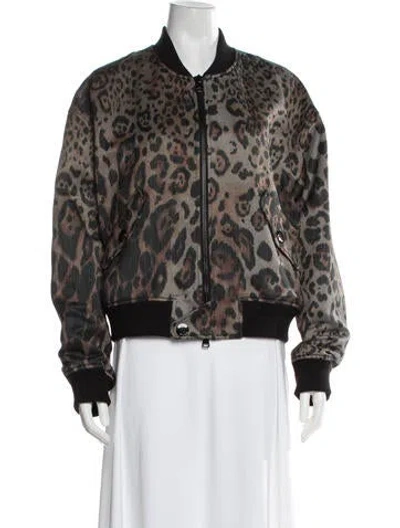 Pre-owned St John Animal Print Bomber Jacket In Multi