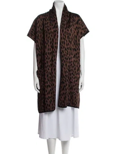 Pre-owned St John Animal Print Coat In Brown