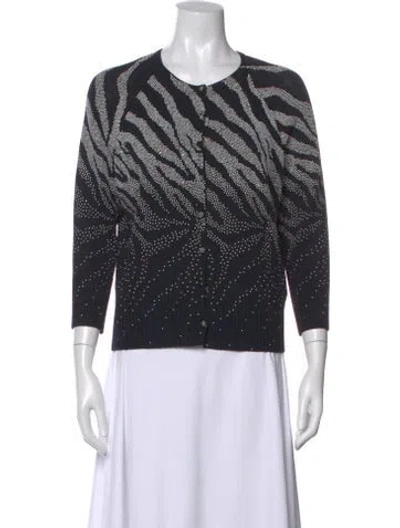Pre-owned St John Animal Print Crew Neck Sweater In Blue