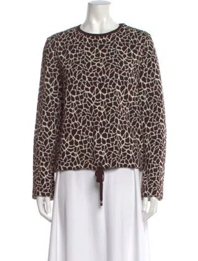 Pre-owned St John Animal Print Crew Neck Sweater In Brown