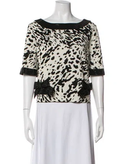 Pre-owned St John Animal Print Crew Neck Top