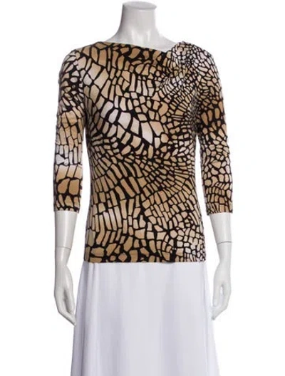 Pre-owned St John Animal Print Crew Neck Top In Multi