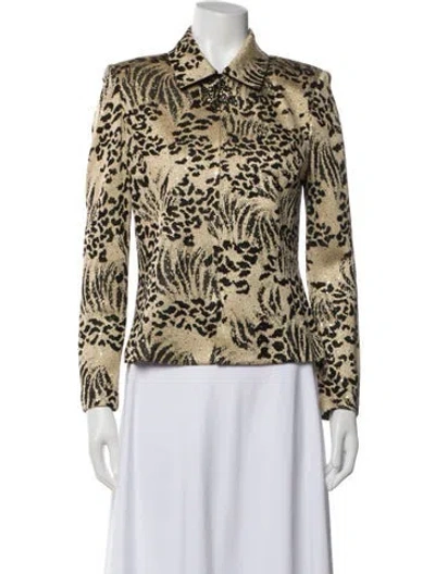 Pre-owned St John Animal Print Evening Jacket In Black