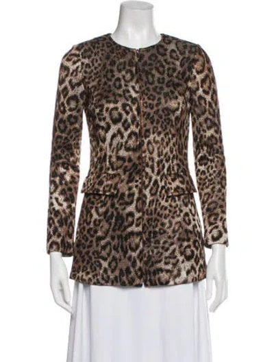 Pre-owned St John Animal Print Evening Jacket In Brown