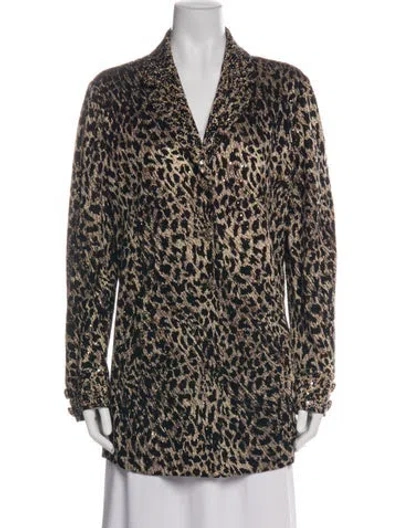 Pre-owned St John Animal Print Evening Jacket In Green