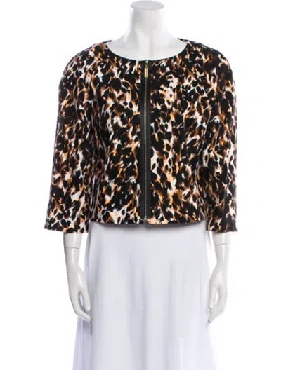 Pre-owned St John Animal Print Evening Jacket In Neutral