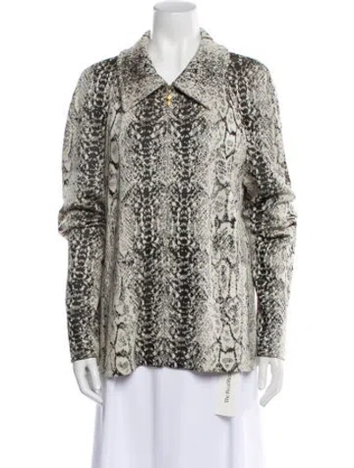 Pre-owned St John Animal Print Evening Jacket In White