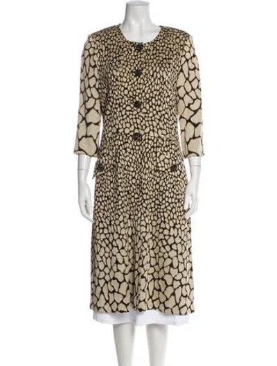 Pre-owned St John Animal Print Faux Fur Coat In Black