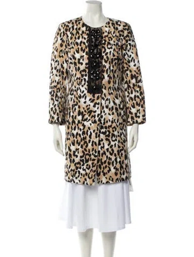 Pre-owned St John Animal Print Faux Fur Coat In Neutral