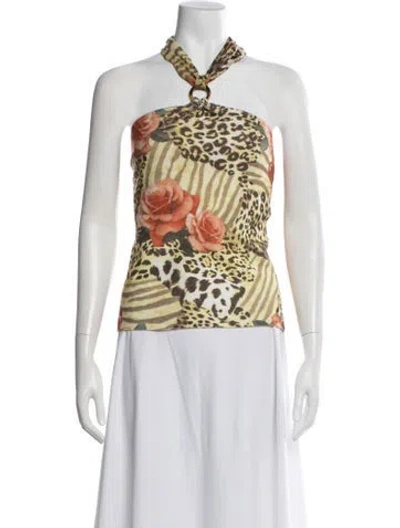 Pre-owned St John Animal Print Halterneck Top