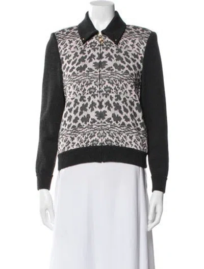 Pre-owned St John Animal Print Jacket In Black