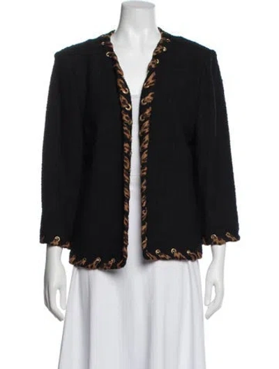 Pre-owned St John Animal Print Jacket In Black