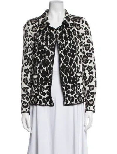 Pre-owned St John Animal Print Jacket In Black