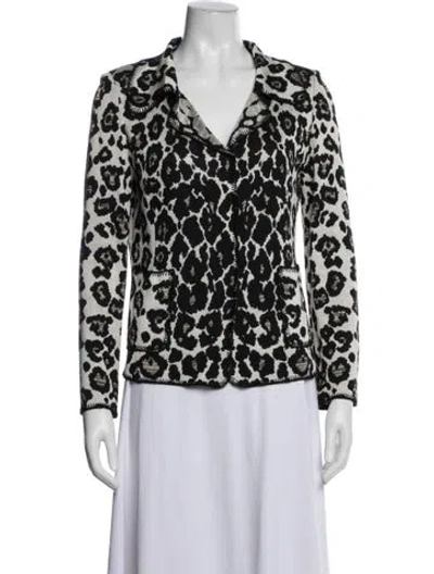 Pre-owned St John Animal Print Jacket In Black