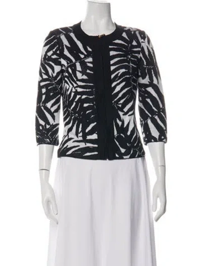 Pre-owned St John Animal Print Jacket In Black