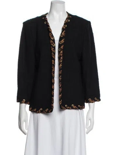 Pre-owned St John Animal Print Jacket In Black