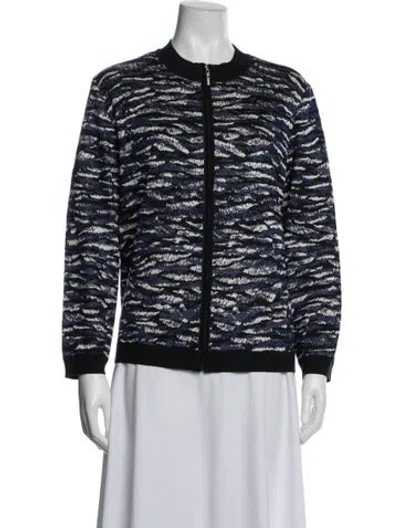 Pre-owned St John Animal Print Jacket In Blue