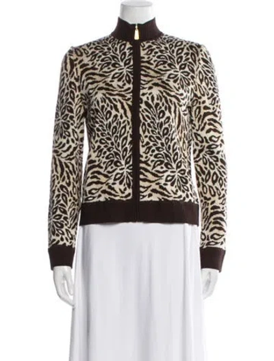Pre-owned St John Animal Print Jacket In Brown