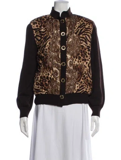 Pre-owned St John Animal Print Jacket In Brown