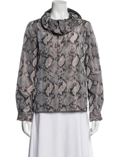 Pre-owned St John Animal Print Jacket In Grey