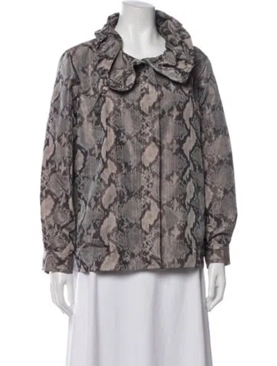 Pre-owned St John Animal Print Jacket In Grey/neutrals