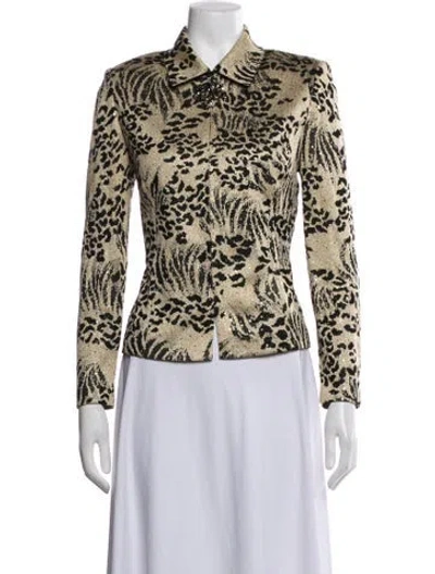 Pre-owned St John Animal Print Jacket In Multicolor