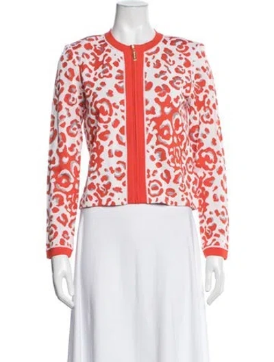 Pre-owned St John Animal Print Jacket In Pink