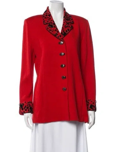 Pre-owned St John Animal Print Jacket In Red