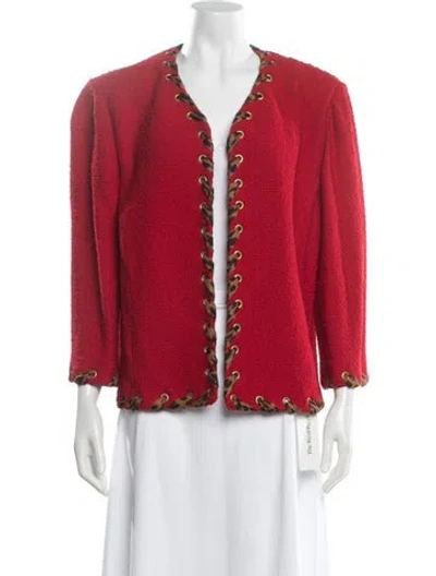 Pre-owned St John Animal Print Jacket In Red