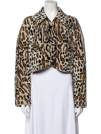 Pre-owned St John Animal Print Jacket W/ Tags In Neutral