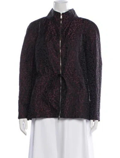 Pre-owned St John Animal Print Jacket W/ Tags In Purple