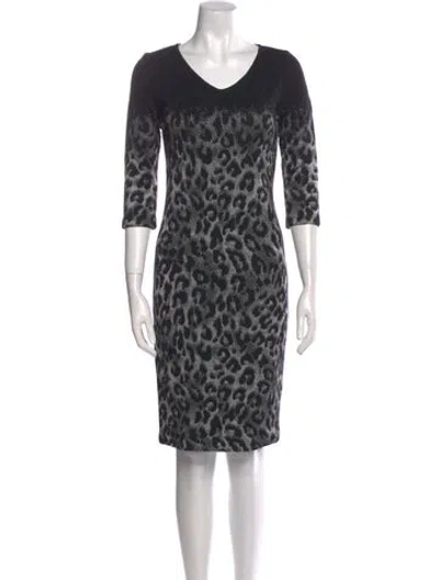 Pre-owned St John Animal Print Knee-length Dress In Black