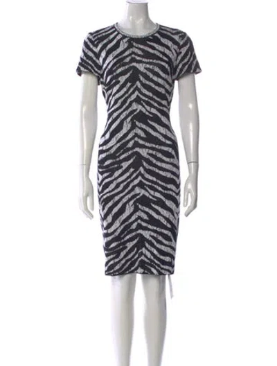 Pre-owned St John Animal Print Knee-length Dress In Black
