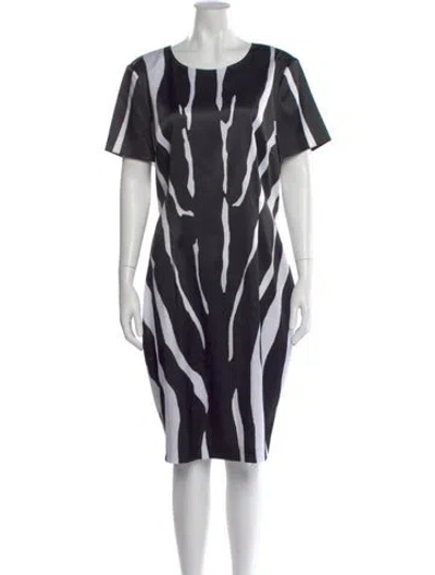 Pre-owned St John Animal Print Knee-length Dress In Black