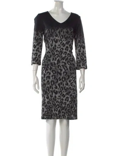 Pre-owned St John Animal Print Knee-length Dress In Black
