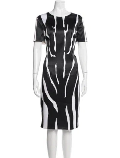 Pre-owned St John Animal Print Knee-length Dress In Black