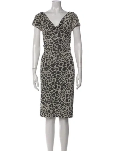 Pre-owned St John Animal Print Knee-length Dress In Black
