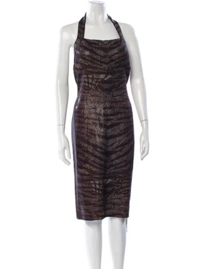Pre-owned St John Animal Print Knee-length Dress In Black