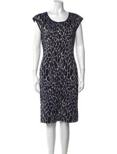 Pre-owned St John Animal Print Knee-length Dress In Black