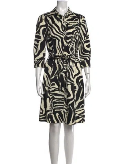 Pre-owned St John Animal Print Knee-length Dress In Black/white