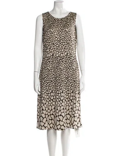 Pre-owned St John Animal Print Knee-length Dress In Gold