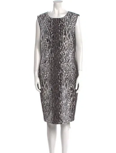 Pre-owned St John Animal Print Knee-length Dress In Gray