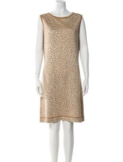 Pre-owned St John Animal Print Knee-length Dress In Neutral